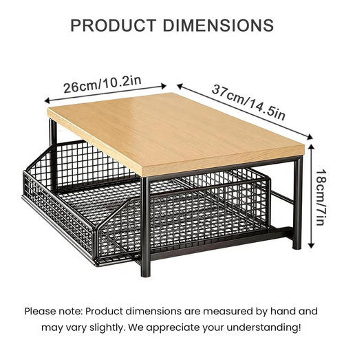 2-Tier Microwave Storage Rack with Pull-Out Drawer Basket
