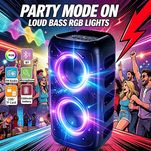 PORTABLE HIGH POWER Wireless 5.3 PARTY BOX LOUDESTEAKER, RGB RHYTHM LIGHTS, TWS WIRELESS STEREO, KARAOKE LOUDESTEAKER mit MIKROFON, SUPPORT USB TF KARTEN FM RADIO HEAVY BASS OUTDOOR LOUDESTEAKER