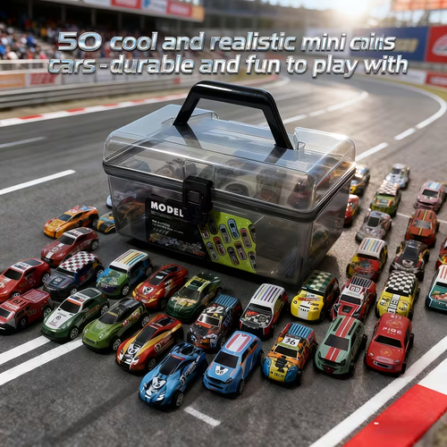 50-teiliges cooles Spielzeugauto-Modellset für Jungen – inklusive optionale Aufbewahrungstasche