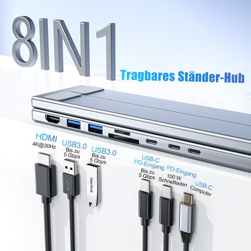 ⚡🔥 8-in-1 USB-C Laptop Stand,Best Gifts💻