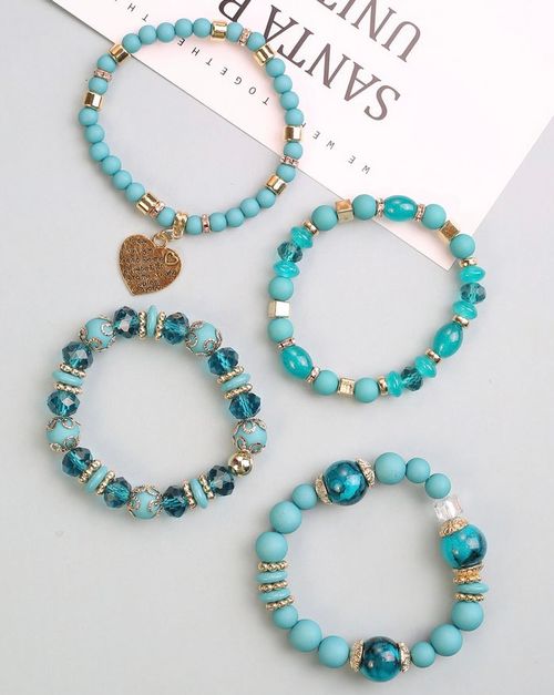 Fashionable Bohemian style multi-layer bracelet Crystal peach heart beaded bracelet