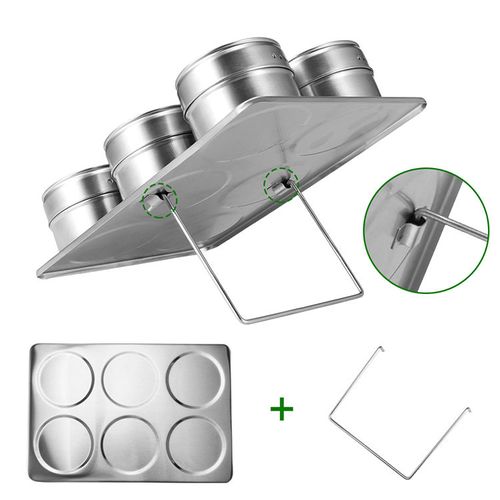 6pcs Magnetic Spice Jars Portable Stainless Steel Spice Jars Seasoning Can Storage Containers Set
