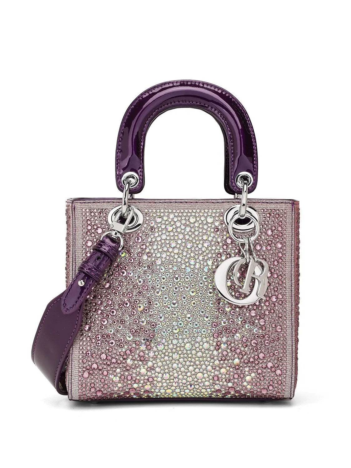 Women's leather bag, stylish and exquisite French style rhinestone handbag