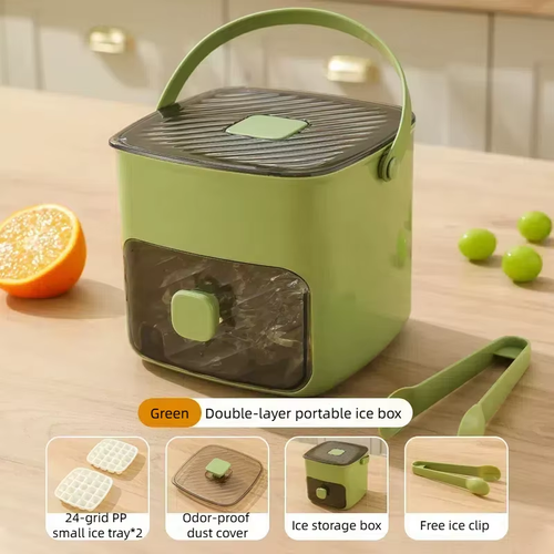 Large Capacity Ice Cube Mold with Drawer - Double Layer Pressed Design for 48pcs, Easy Release Food Grade Silicone