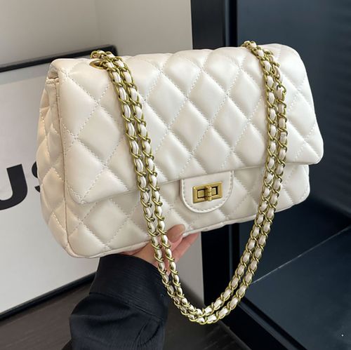 Chain 2025 beige new bag women's soft leather fashionable versatile shoulder underarm bag