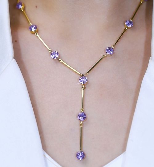 Light luxury niche design long purple sweater chain autumn and winter accessories