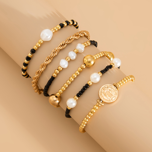 Personalized simple 6-piece bracelet set ins style rice bead bracelet