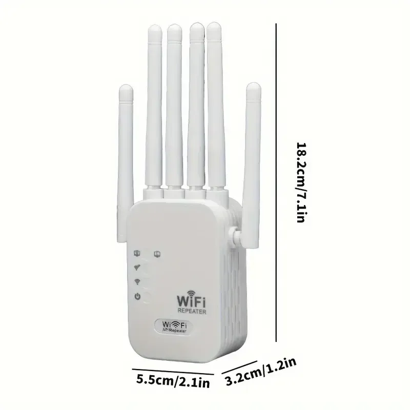 Wifi Extender, Wifi Signal Booster, Compatible with WIFI6, Equipped with an Ethernet Port, Featuring 6 Antennas for 360° Coverage, Reaching Up to 11, 000 Square Feet, Suitable for Over 35 Devices, And Can Be Set Up with Just One Click As a Home Wifi Repeater.