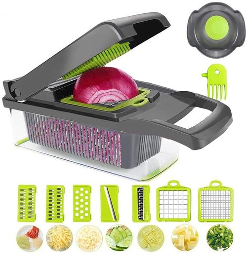 Vegetable chopper with several different attachments to make meal prep easy breezy