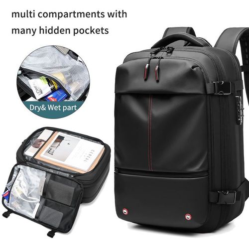 Expandable Vacuum System Travel Bag Wet Dry Separation Airbag TSA Outdoor Waterproof Vacuum Compression Backpack with Airbag