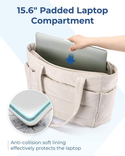 Puffer Tote Bag for Women Lightweight Puffy Tote Bag with Compartments Quilted Shoulder Bag Handbag for Travel Work