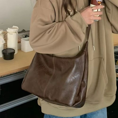 Retro Cross Shoulder Bag, Women's Trendy Korean Edition Tote Bag, Versatile, Large Capacity Shoulder Bag