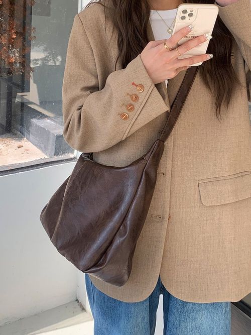 Retro Cross Shoulder Bag, Women's Trendy Korean Edition Tote Bag, Versatile, Large Capacity Shoulder Bag