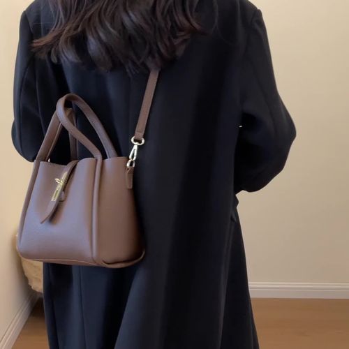 Women's High-End Retro Bucket Bag Casual Crossbody Bag Open Closure Polyester Lining for Beach Use Vegetable Basket Handbag