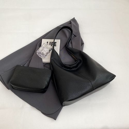 Large Capacity Soft Leather Underarm Single Shoulder Bucket Women's Commuting Tote Bag Lady Designer Purses