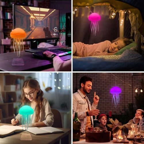 LED Jellyfish Lamp RGB Gradient Jelly Fish Light Lamp Voice Control Touch Sensor Jellyfish Light with Dancing Legs