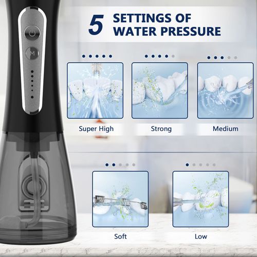 2025 Best Selling Cordless Water Dental Flosser  for Teeth and Braces    Flosser Picks with 5 Modes 5 Jet Tips