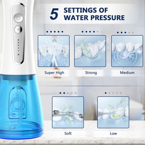 2025 Best Selling Cordless Water Dental Flosser  for Teeth and Braces    Flosser Picks with 5 Modes 5 Jet Tips