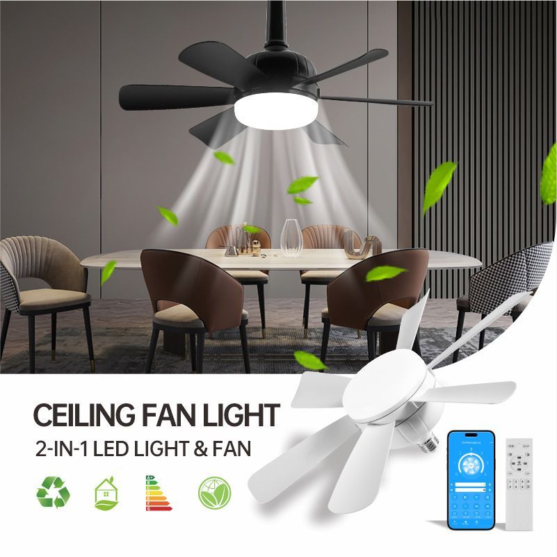 Screw-type lamp holder fan household silent fan chandelier easy to install remote control ceiling fan light electric fan light fan light（ Delivery in 3 days ）
