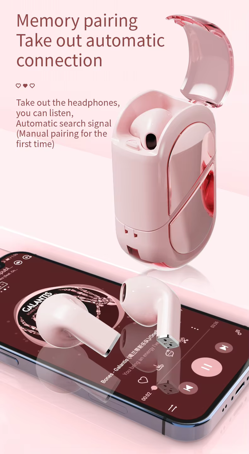 Super Mini Invisible In-Ear Earphone Lovely Pink Stereo Ear Buds 2 in 1 Rotation Mini Heart Shaped K520 TWS Wireless Earbuds