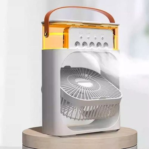 Summer air Cooling Humidifier Water air Cooler 3-in-1 Mini Portable Plastic Add Ice Fan With 7 Color Light