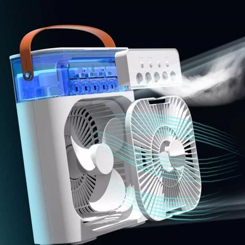 Summer air Cooling Humidifier Water air Cooler 3-in-1 Mini Portable Plastic Add Ice Fan With 7 Color Light