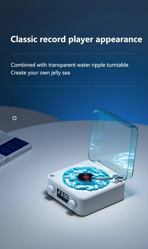 Waves Vinyl Player BT Speaker with White Noise Retro Turntable Speaker Sleep Aid Vitrola Shaped Speaker with RGB Light for Girl