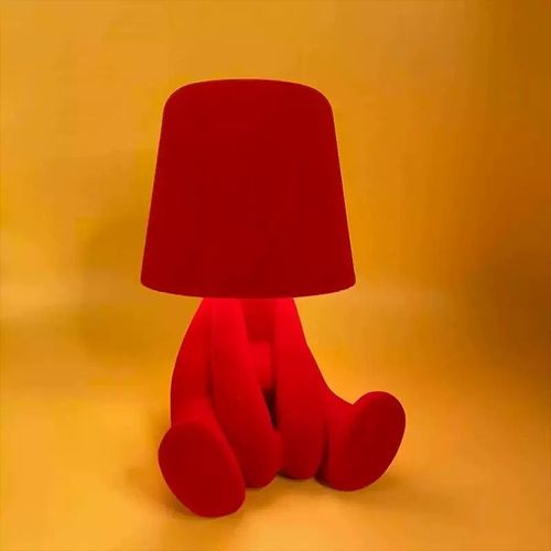 Retro Italian flocking creative little golden man bedside table lamp bedroom restaurant charging touch color atmosphere lamp