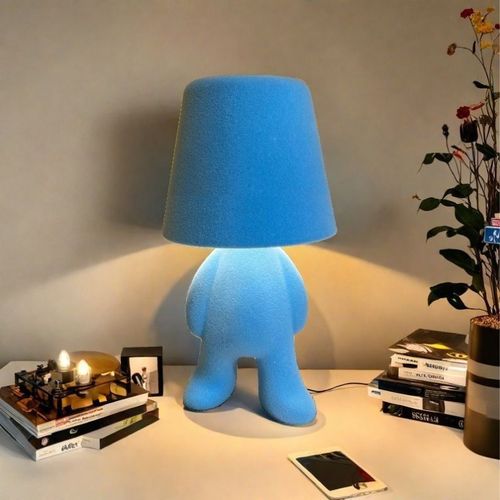 Retro Italian flocking creative little golden man bedside table lamp bedroom restaurant charging touch color atmosphere lamp