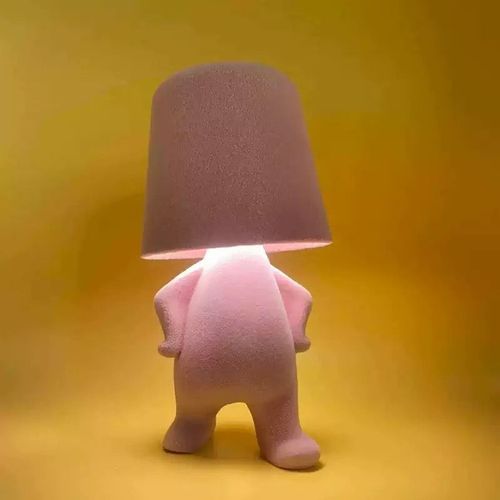 Retro Italian flocking creative little golden man bedside table lamp bedroom restaurant charging touch color atmosphere lamp