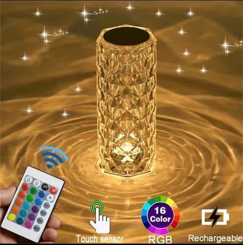 Modern USB LED Rechargeable RGB Table Lamp 3D Art Crystal Night Light Projector for Home Hotel Touch Control for DIY Decorations（ Delivery in 3 days ）