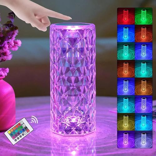 Modern USB LED Rechargeable RGB Table Lamp 3D Art Crystal Night Light Projector for Home Hotel Touch Control for DIY Decorations（ Delivery in 3 days ）