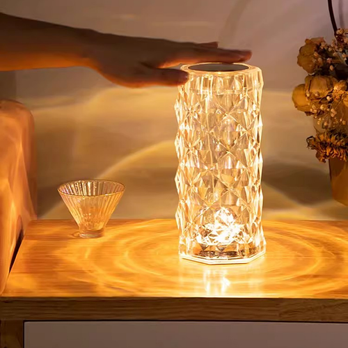 Modern USB LED Rechargeable RGB Table Lamp 3D Art Crystal Night Light Projector for Home Hotel Touch Control for DIY Decorations（ Delivery in 3 days ）