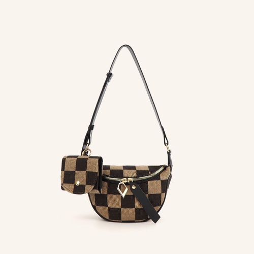 Women's Trendy All-Match Crossbody Bag Fashionable Plaid Waist Bag Waterproof Casual Tote Earphone Chessboard Chest Bag