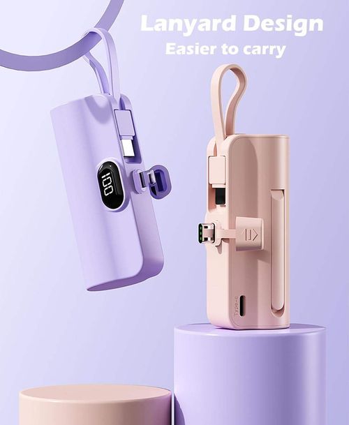 Mini Portable Capsule 5000mAh Type C LED Display Mobile Charger for iPhone for Samsung 10W Output Power Bank