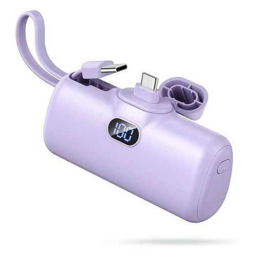 Mini Portable Capsule 5000mAh Type C LED Display Mobile Charger for iPhone for Samsung 10W Output Power Bank