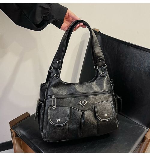 New washed leather ladies handbags women's bags retro fashion large capacity shoulder bag commuter soft leather bag