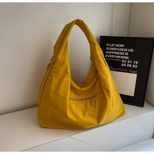 Korean Hot Sale Custom Solid Color Nylon Canvas Satchel Shoulder Bag Loose High Quality Big Capacity Commute Shopping Girl Bag