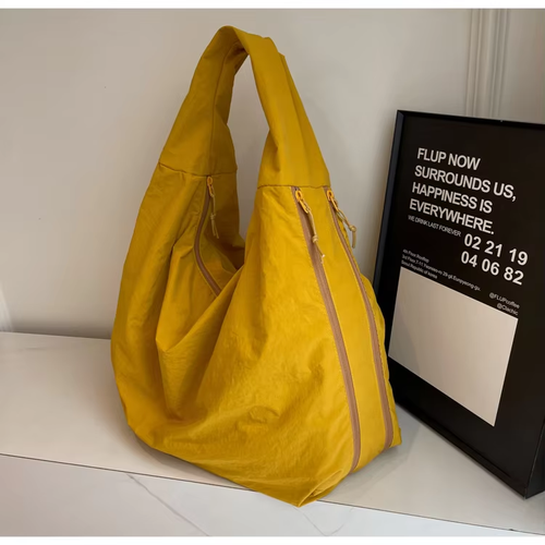 Korean Hot Sale Custom Solid Color Nylon Canvas Satchel Shoulder Bag Loose High Quality Big Capacity Commute Shopping Girl Bag