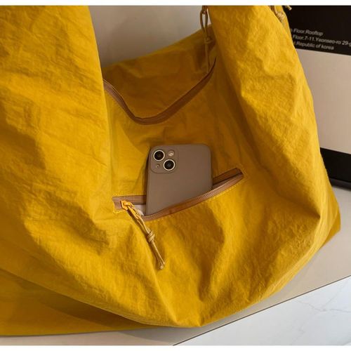 Korean Hot Sale Custom Solid Color Nylon Canvas Satchel Shoulder Bag Loose High Quality Big Capacity Commute Shopping Girl Bag
