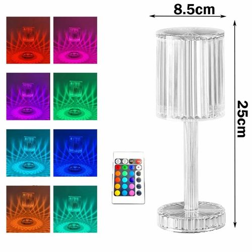 LED 16 colors Crystal Table Lamp Touch Remote Control Acrylic Night Lamp Romantic Bar Atmosphere Lamp Rechargeable Changing Night Light