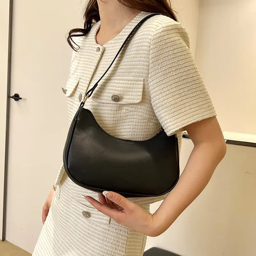 2025 women's high-end handmade shoulder bag underarm bag niche new half-moon handbag