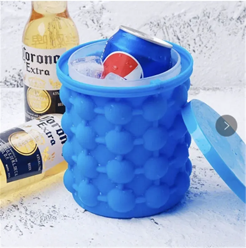 Ice Cube Mold Large Press Type Easy Release Ice Tray Maker Circular Portable Silicone Ice Cube Cup with Lid