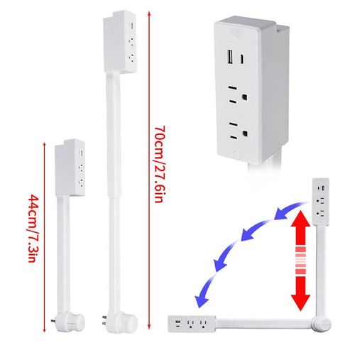 Hot British Standard Sale Electrical Outlet Extender 2 Ac Power Outlets and 2 USB Charging Ports Extends 22 34 Rotates 180 Use Behind Couches