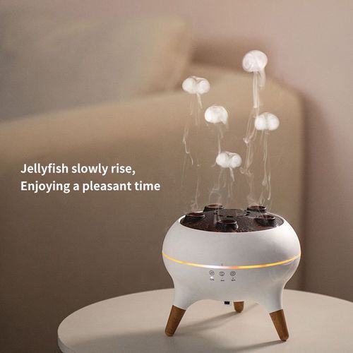 3D Simulated Flame Aromatherapy Diffuser Timing Jellyfish Spray Dynamic Sound Pickup Remote Control Ultrasonic Air Humidifier