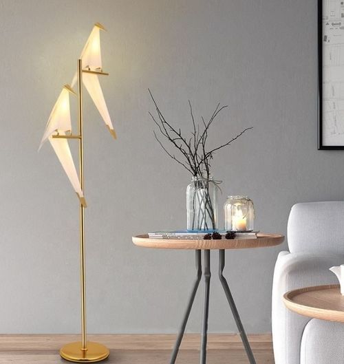 Modern Nordic Simple Design Paper Crane LED Floor Lamp for Bedroom Living Room Villa Home Decor