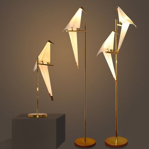 Modern Nordic Simple Design Paper Crane LED Floor Lamp for Bedroom Living Room Villa Home Decor