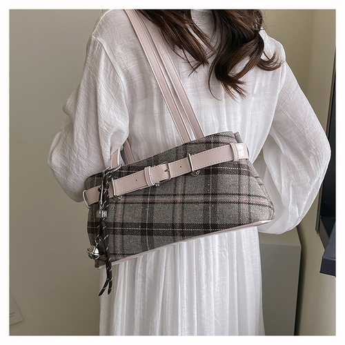 Fashionable single shoulder square bag for women 2025 new plaid casual single shoulder bag Korean style niche temperament female