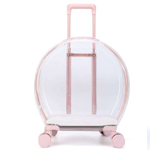 Telescopic Trolley with Universal Jointed Wheel Zipper Outing Pet Carriers for Cats Kittens PVC Breathable Pets Travel Box