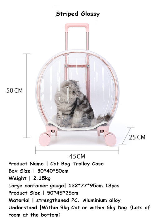 Telescopic Trolley with Universal Jointed Wheel Zipper Outing Pet Carriers for Cats Kittens PVC Breathable Pets Travel Box